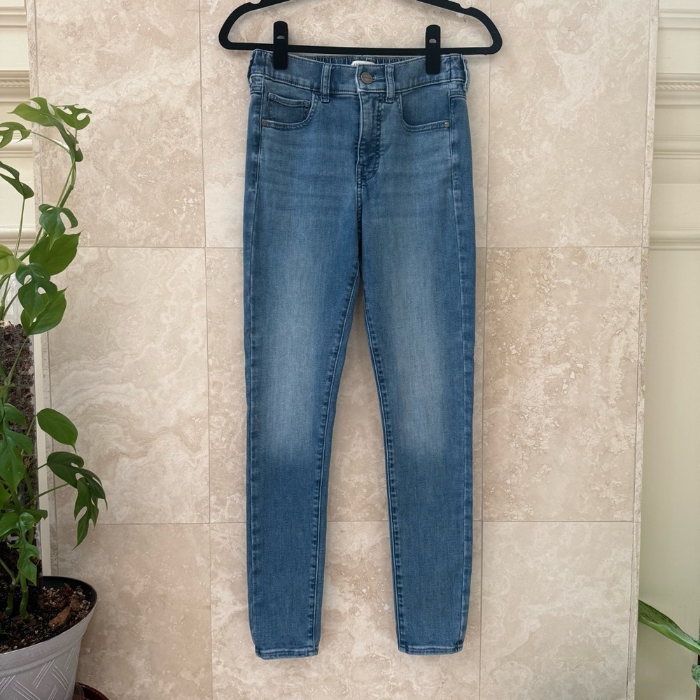 UpWest Elastic Waist Skinny Jeans Light Wash Pull-On Denim XS